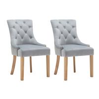 Stuhl-set Samt Hellgrau, B: 56cm - Hellgrau/Naturfarben, Design, Holz/Textil (56/91/63cm) - Livetastic