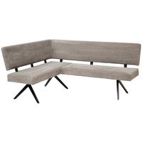 Eckbank Chios Cord dunkelgrau, S: 150x190 cm - Schwarz/Grau, KONVENTIONELL, Textil/Metall (150/190cm) - Livetastic