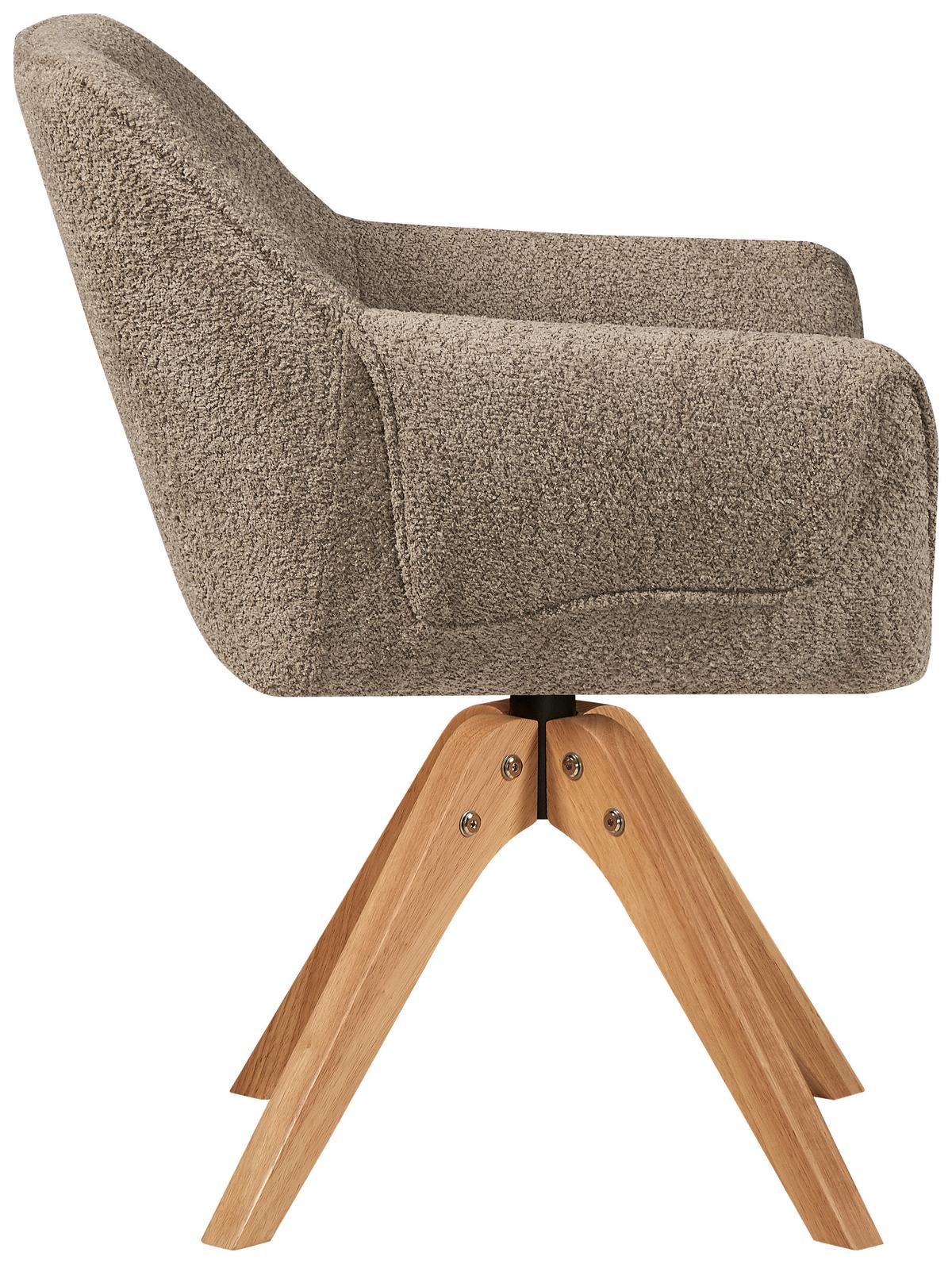 Armlehnstuhl Dian Taupe Gepolstert - Taupe, MODERN, Holz/Textil (60/86,5/63,5cm) - Kayoom