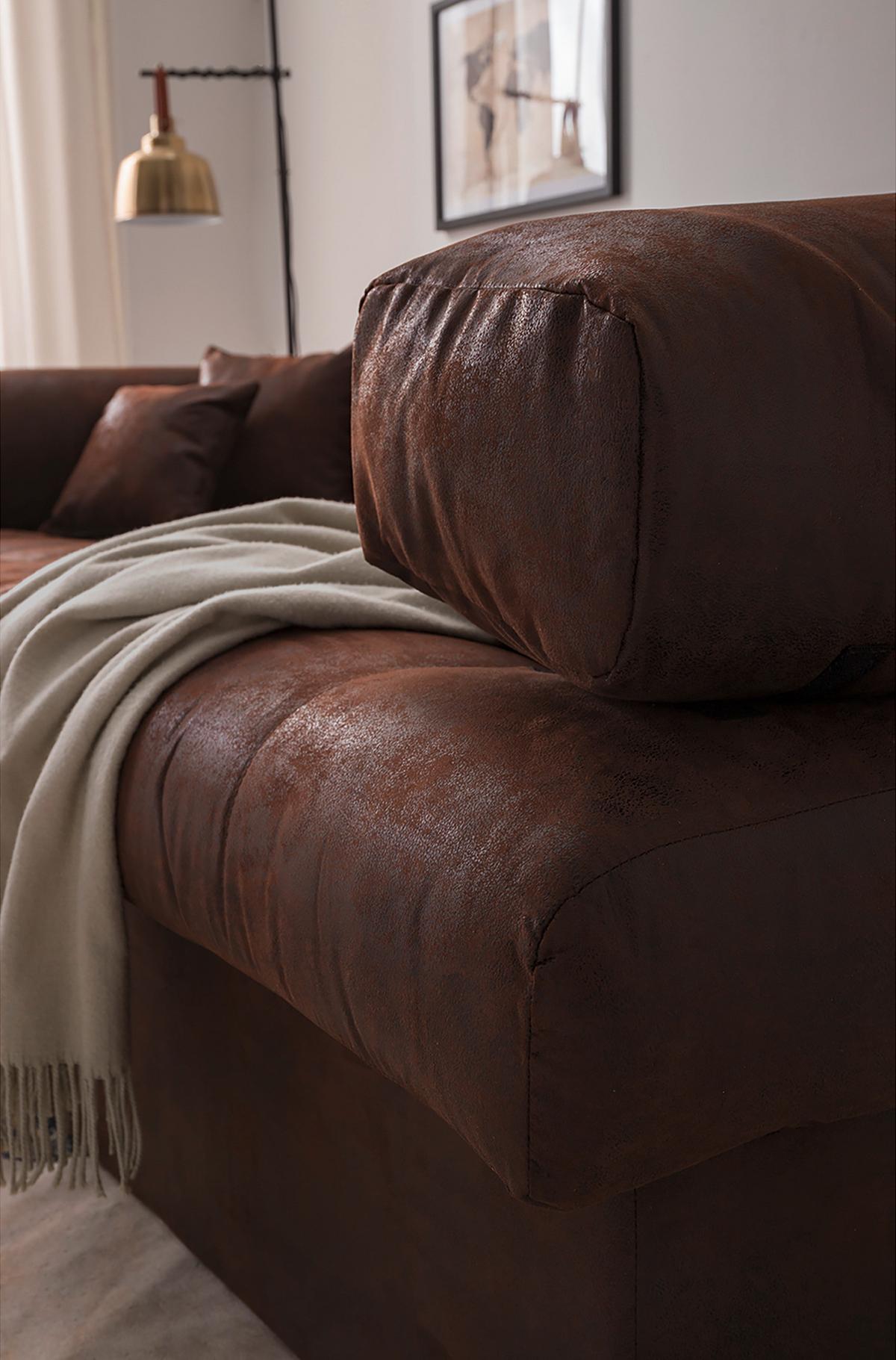 Bigsofa Naomi Dunkelbraun B: 284 Cm - Dunkelbraun/Schwarz, Design, Textil (284/94/148cm) - Livetastic