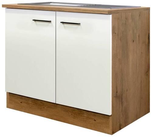 Spülenunterschrank Avila Eichefarben/Magnolie B: 100 cm - Eichefarben/Magnolie, KONVENTIONELL, Holzwerkstoff (100/85/57cm) - FlexWell