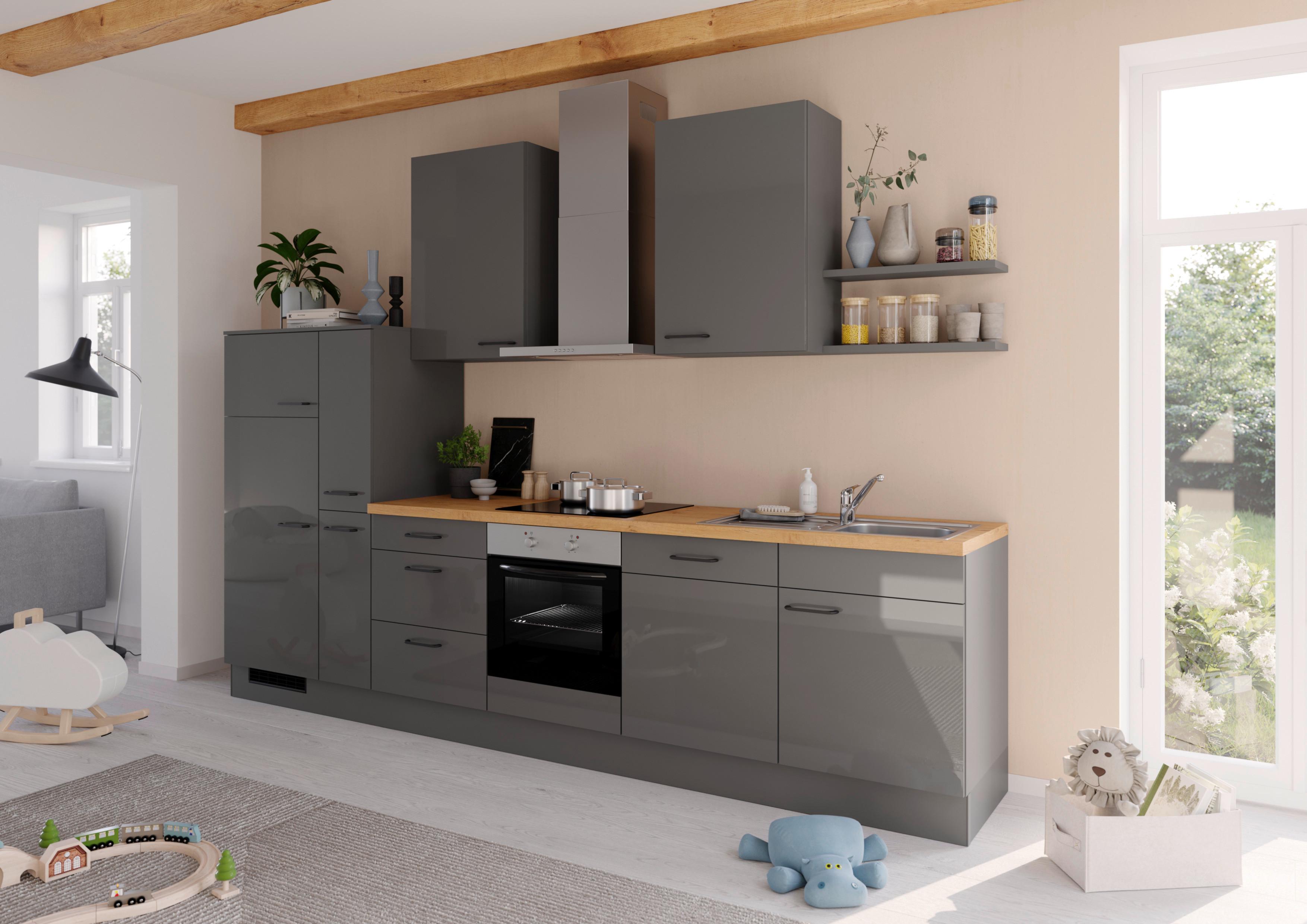 Küchenleerblock Ip4050 - Eichefarben/Graphitfarben, Design, Holzwerkstoff (330cm) - Impuls