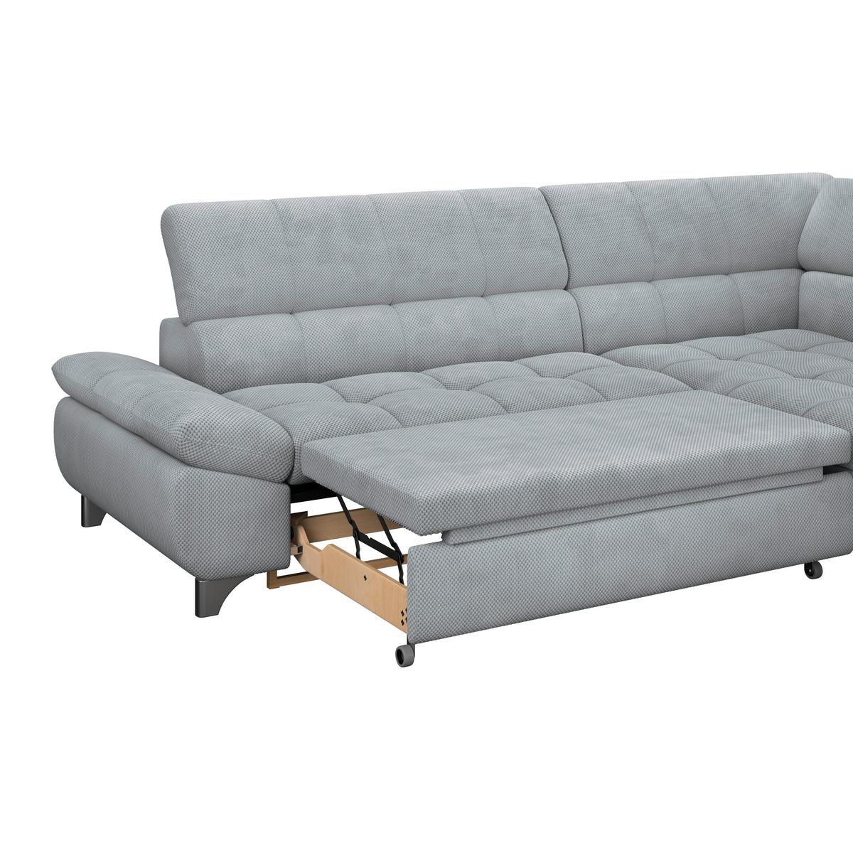 Ecksofa Gemini Grau, B: 312cm - Chromfarben/Grau, KONVENTIONELL, Textil (312/234cm)