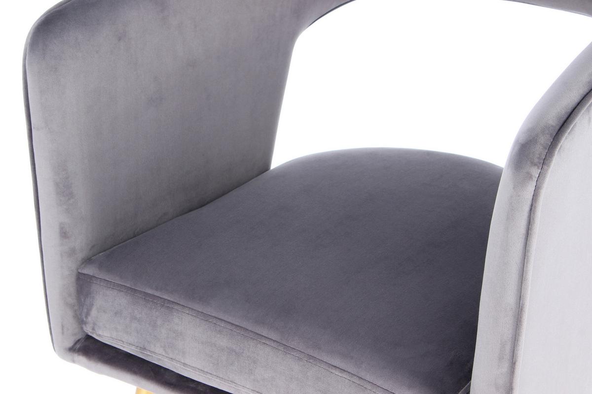 STOLIČKA S PODRÚČKAMI JOLENE - sivá/zlatá, Modern, kov/textil (60/77/63cm) - MID.YOU