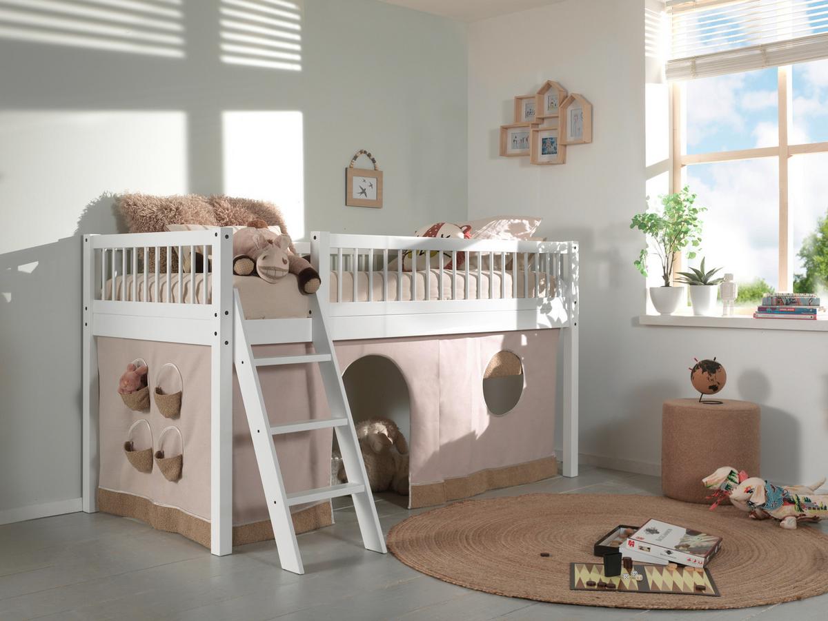 Hochbett Forrest - Weiß/Naturfarben, MODERN, Holz (90/200cm) - Vipack