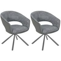 Armlehnstuhl Alva Leinenoptik Grau, B: 58 cm - Dunkelgrau/Grau, LIFESTYLE, Holz/Textil (58/83/62cm) - Livetastic