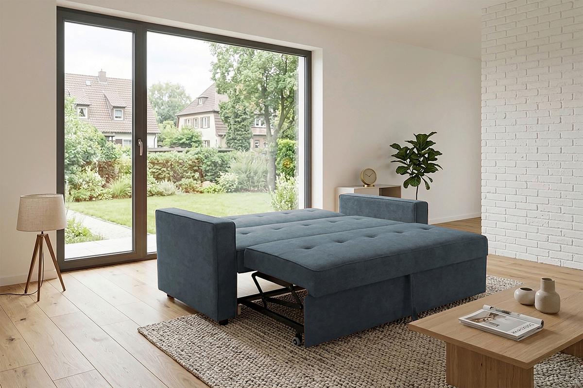 Schlafsofa Haze Blau B: 162 cm - Blau, Trend, Textil (162/90/89cm)