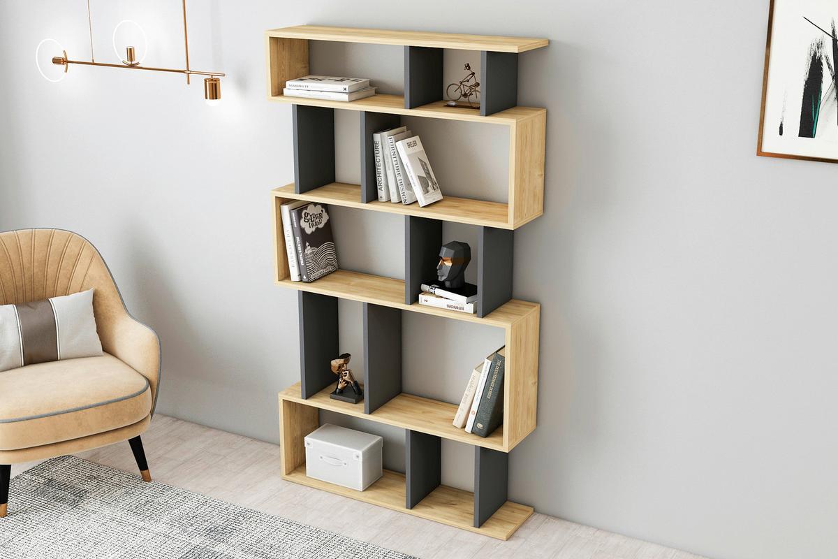 Wandregal Eros Standregal Weit - Anthrazit, Design, Holzwerkstoff (90/160/22cm) - Livetastic