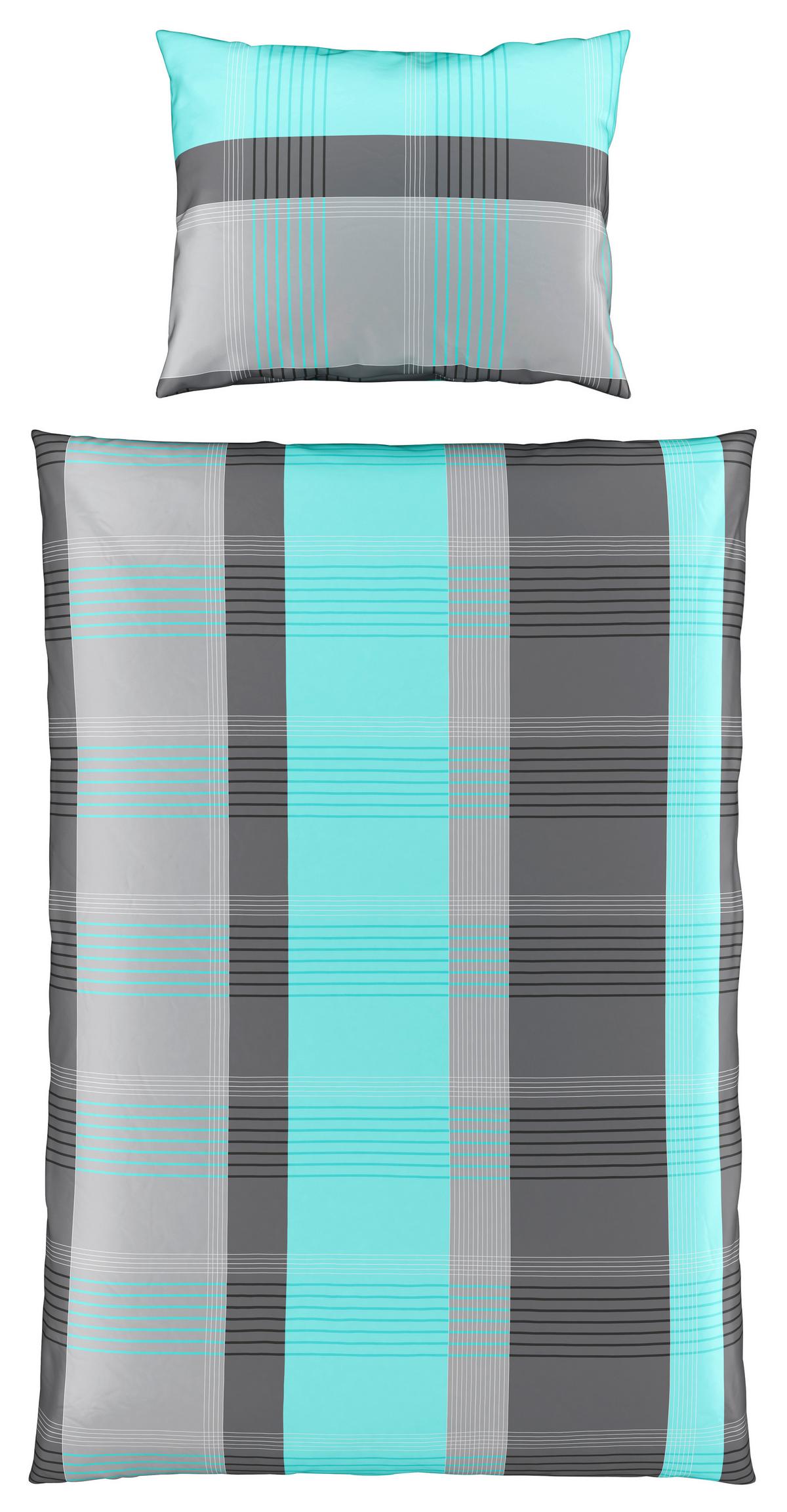 Satin Bettwäsche 140x200 cm Beatrix Baumwolle Türkis - Blau, MODERN, Textil (140/200cm) - Luca Bessoni