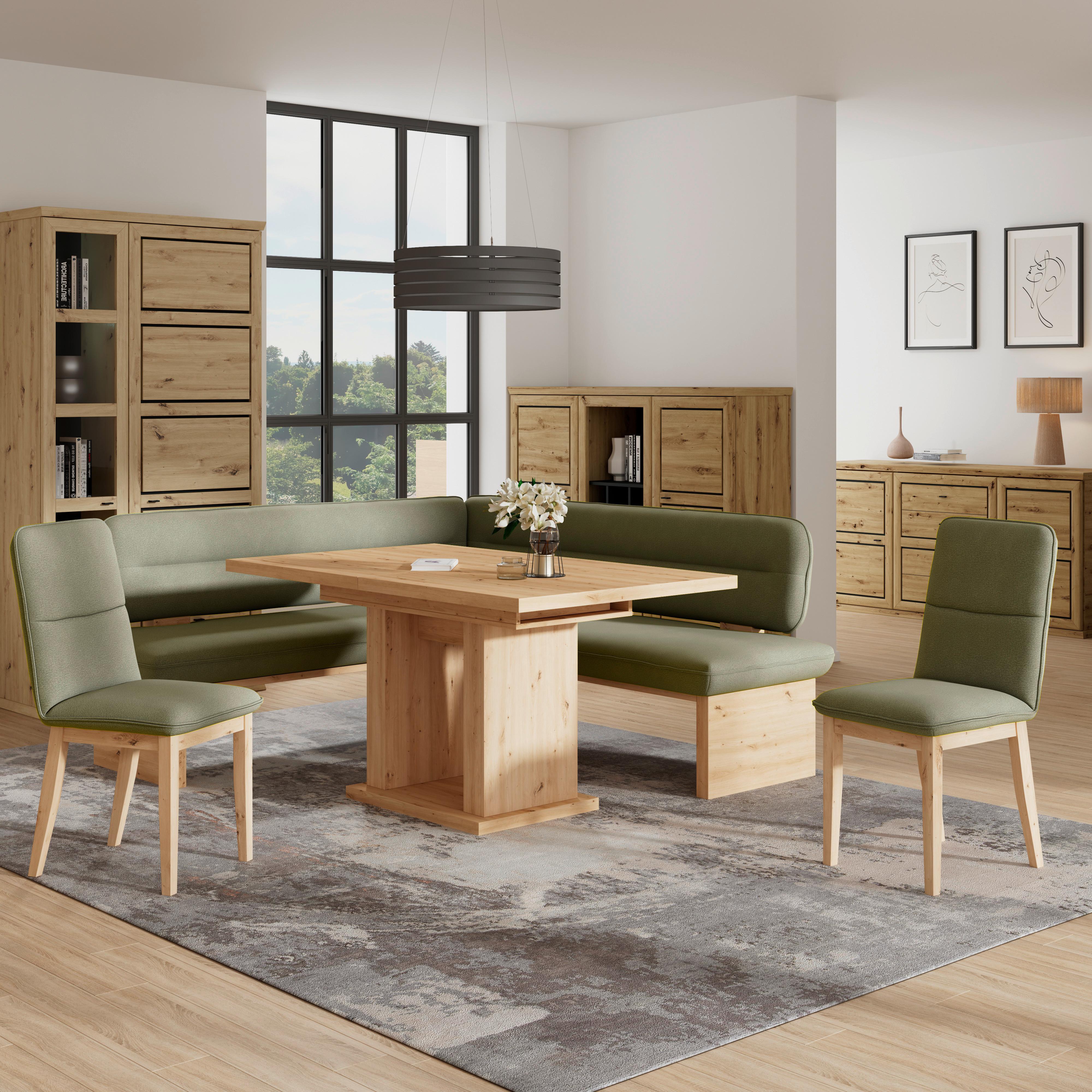 Eckbank Beluna Ii Webstoff Grün, B: 170cm - Eichefarben/Grün, KONVENTIONELL, Holz/Textil (170/212cm) - James Wood