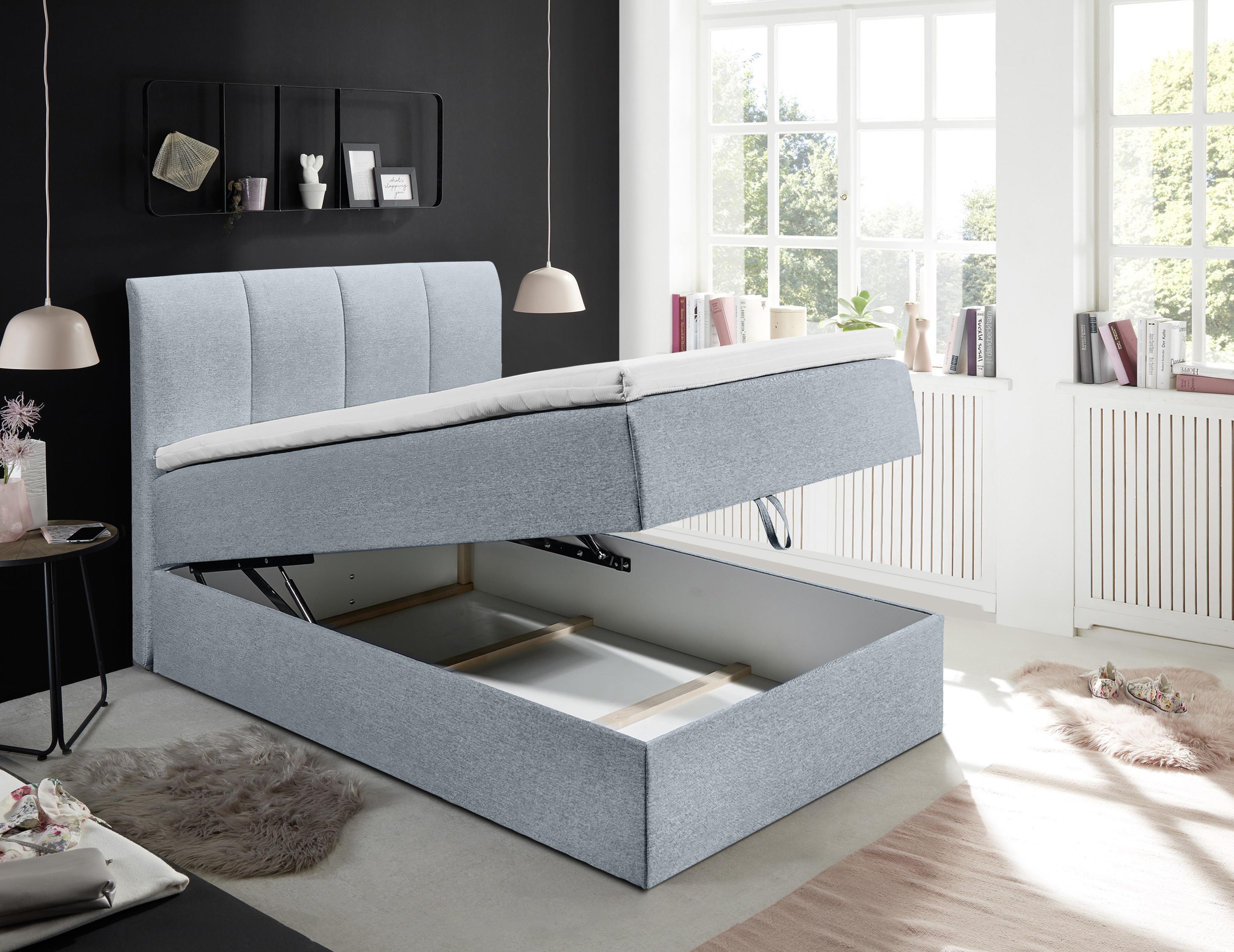 Postel Boxspring Granada 120x200cm - černá/pastelově modrá, Basics, kompozitní dřevo/textil (120/200cm) - MID.YOU