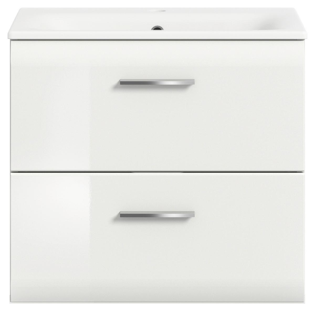 Waschtischkombi Ice Weiß Hg B: 60 Cm - Weiß Hochglanz/Weiß, MODERN, Keramik/Holzwerkstoff - MID.YOU