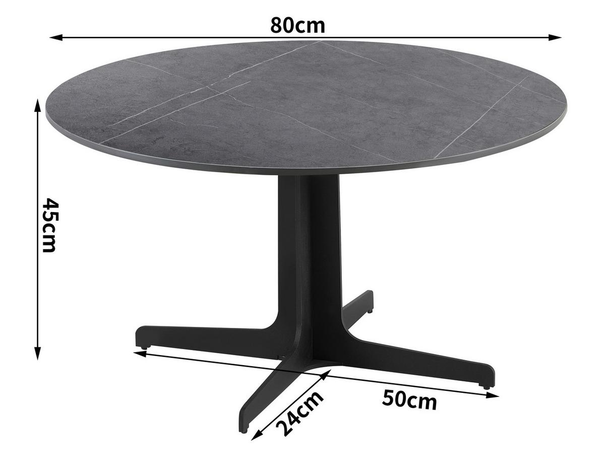 Couchtisch Grey Pearl 3 - Schwarz/Grau, MODERN, Keramik/Metall (80/45/80cm)