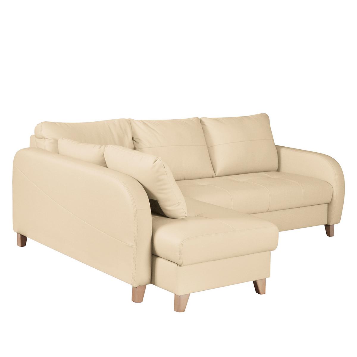 Ecksofa Compact Beige B: 168x227 Cm - Beige/Buchefarben, Design, Leder/Textil (168/227cm) - Livetastic