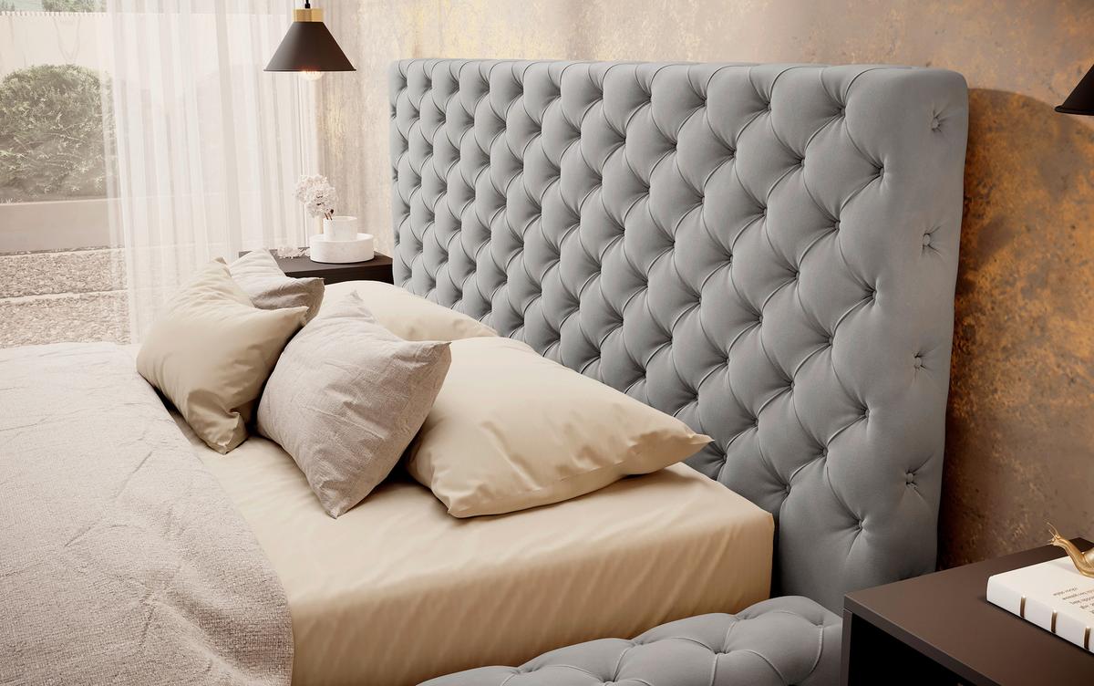 Polsterbett Princce Hellgrau Lf: 180x200cm - Hellgrau/Schwarz, MODERN, Holz/Textil (180/200cm) - MID.YOU