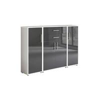Aktenschrank Office Edition Weiß/anthrazit Hg, B: 172,6 Cm - Anthrazit Hochglanz/Weiß, MODERN, Holzwerkstoff (172,6/113,6/33cm) - MID.YOU