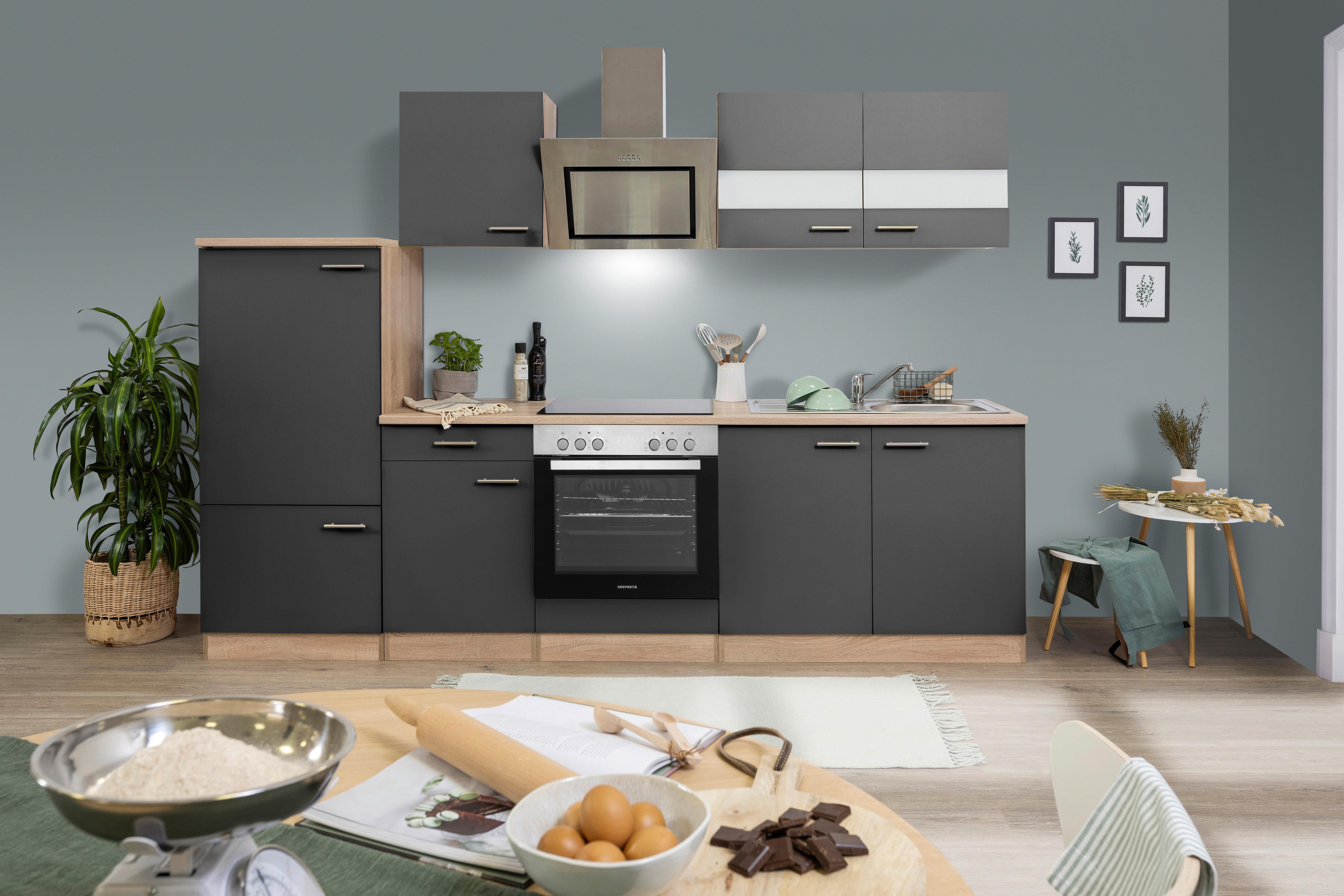 Küchenblock Merle Küchenblock 270 cm - Eichefarben/Grau, Basics, Holzwerkstoff (270cm) - Respekta