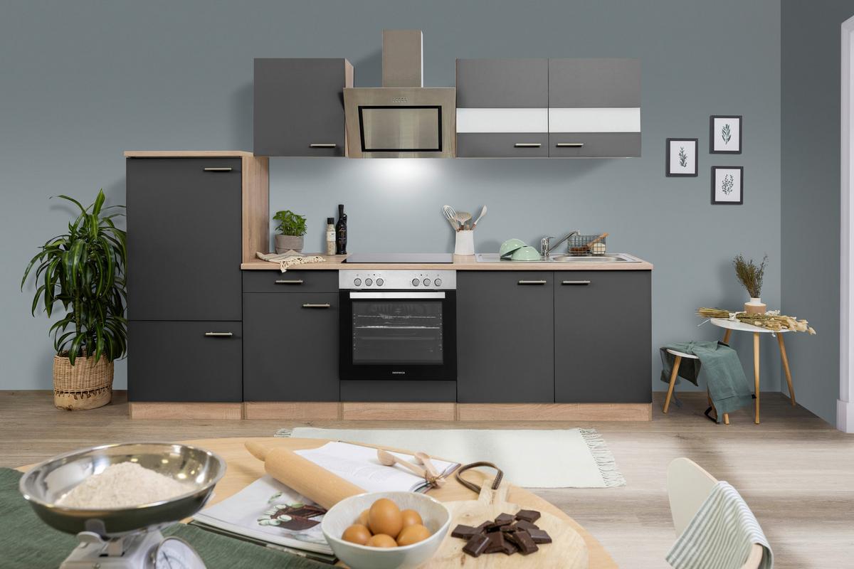 Küchenblock Merle Küchenblock 270 cm - Eichefarben/Grau, Basics, Holzwerkstoff (270cm) - Respekta