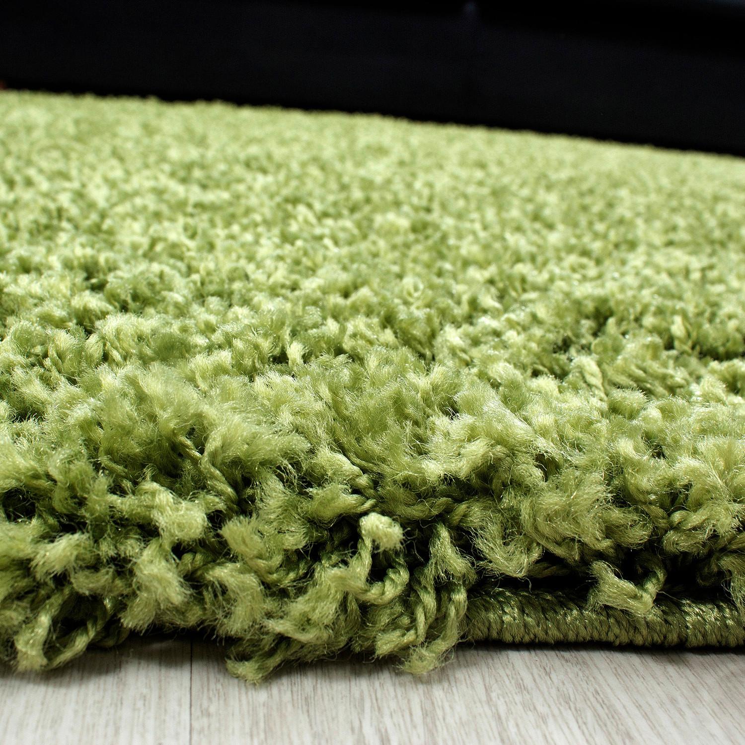 Hochflor Teppich Grün Dream Rund Ø 120 cm - Grün, KONVENTIONELL, Textil (120cm) - Novel