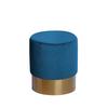 Hocker Samt Blau Sitz Gepolstert H: 42 cm - Blau/Goldfarben, Basics, Holz/Holzwerkstoff (35/42cm) - Kayoom