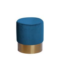 Hocker Samt Blau Sitz Gepolstert H: 42 cm - Blau/Goldfarben, Basics, Holz/Holzwerkstoff (35/42cm) - Kayoom