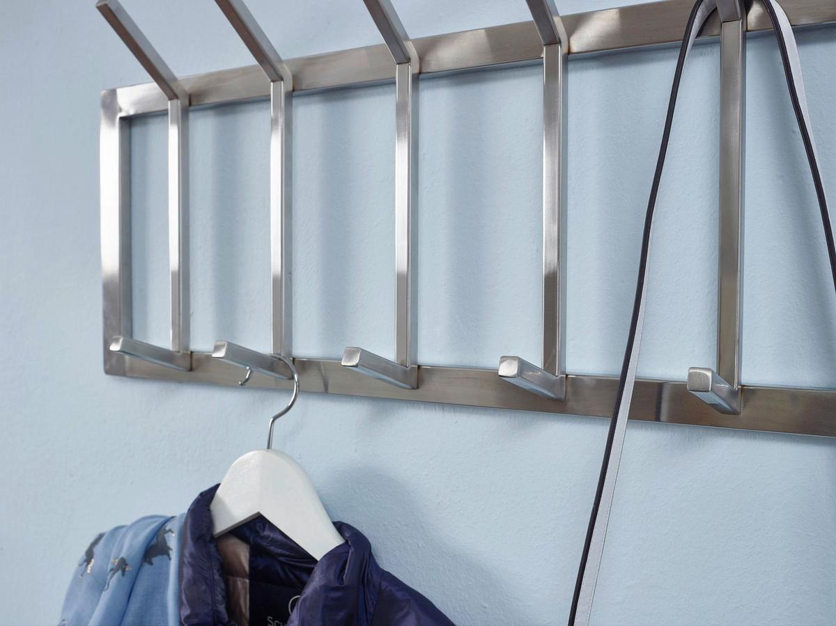 Wandgarderobe Wohnling Silberfarben B: 65 cm - Silberfarben, MODERN, Metall (65/30/10cm) - MID.YOU