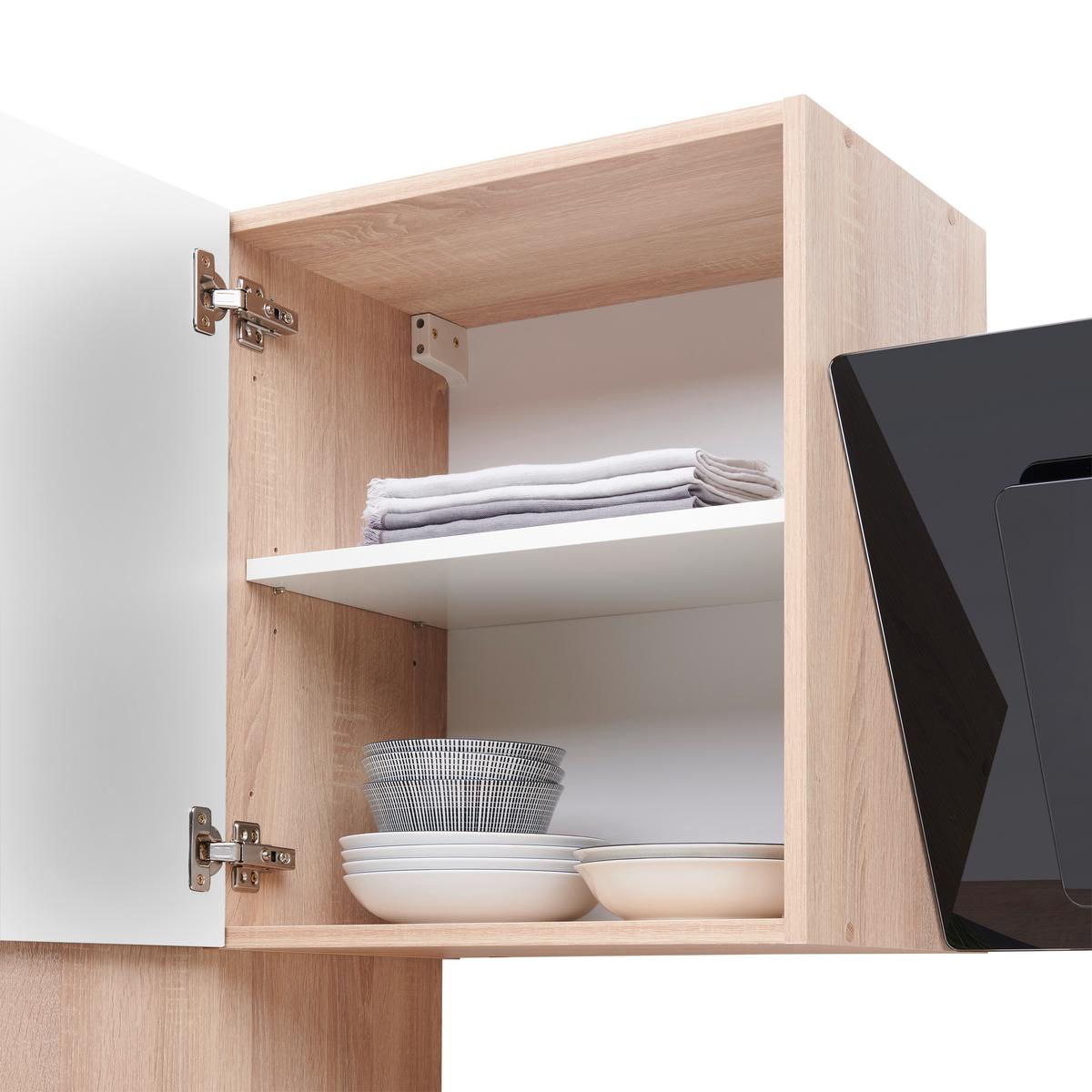 Küchenzeile Economy mit Geräten 310 cm Weiß/Eiche Dekor Modern - Eichefarben/Weiß, Basics, Holzwerkstoff (310cm) - Respekta