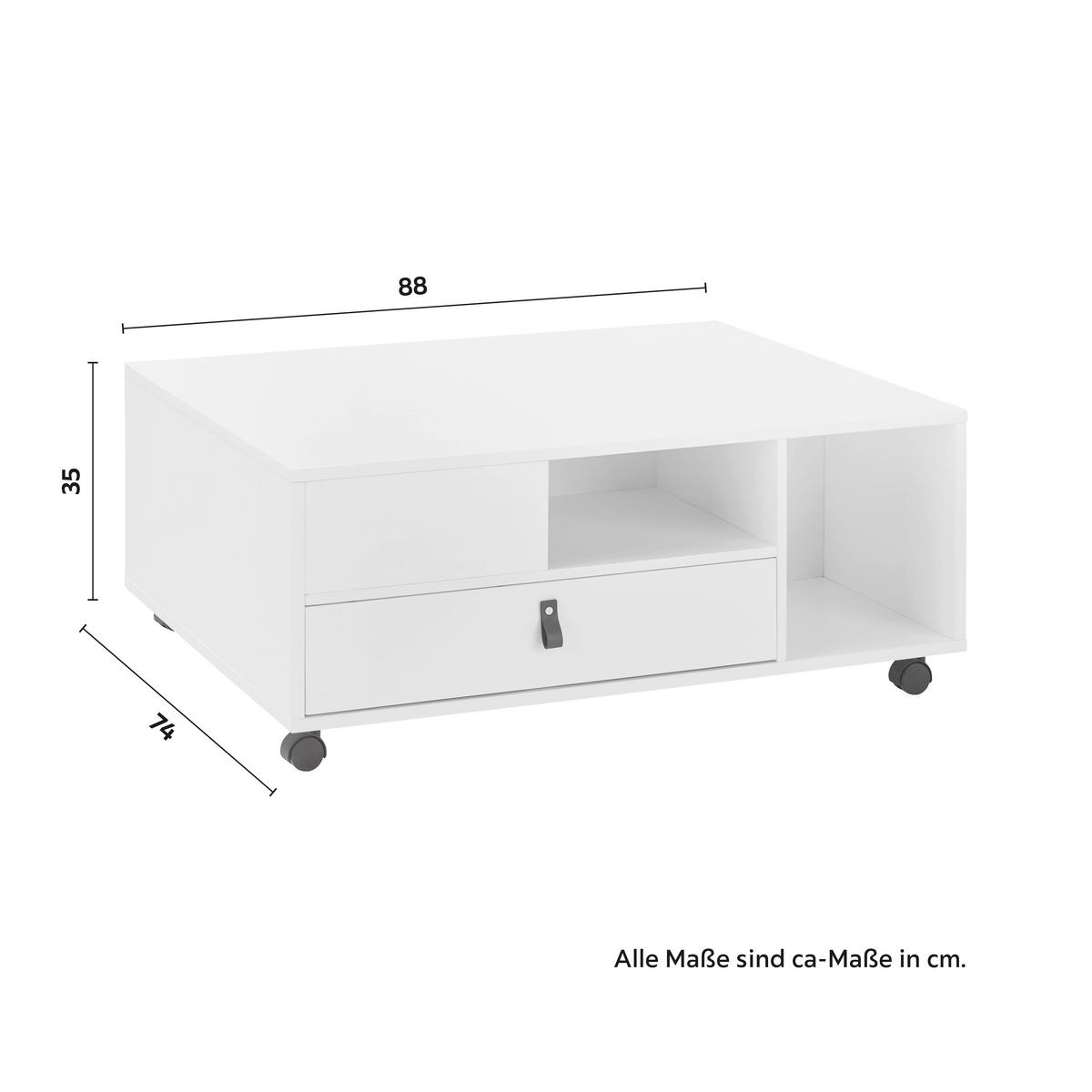 Konferenční stolek MICK - bílá/hnědá, Moderní, kompozitní dřevo/plast (74/88/35cm) - Modern Living