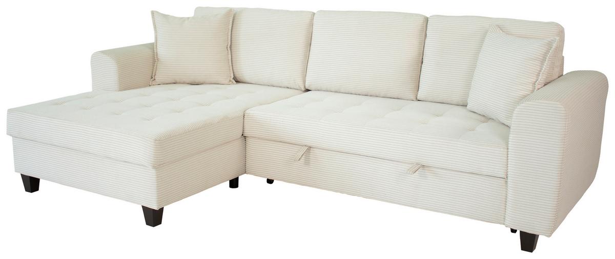 Ecksofa Moritz Creme S: ca. 155x265 cm - Creme, Trend, Textil (155/265cm)