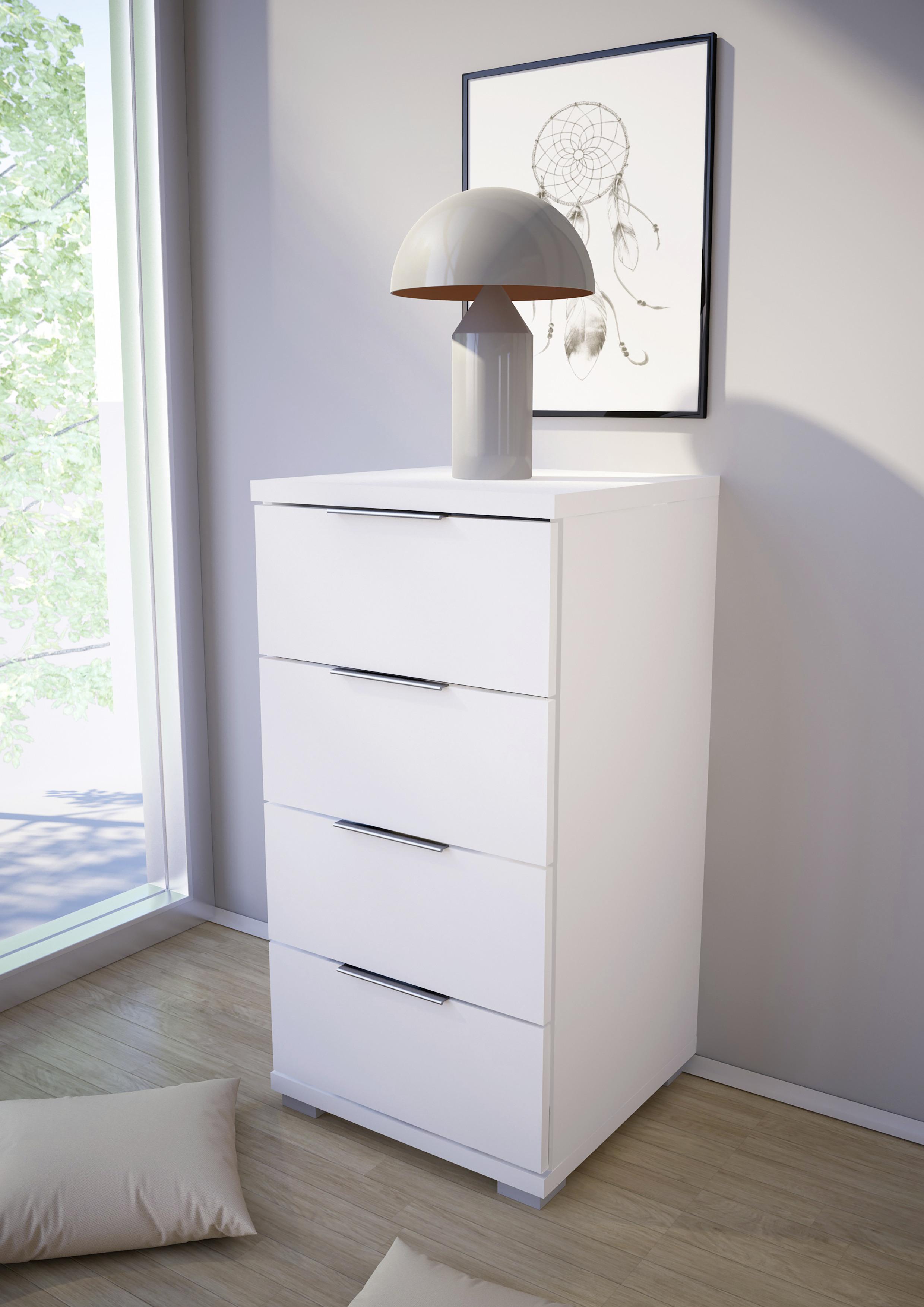 Nachtkästchen Weiß H: 79 cm - Silberfarben/Weiß, Basics (46/79/42cm) - P & B