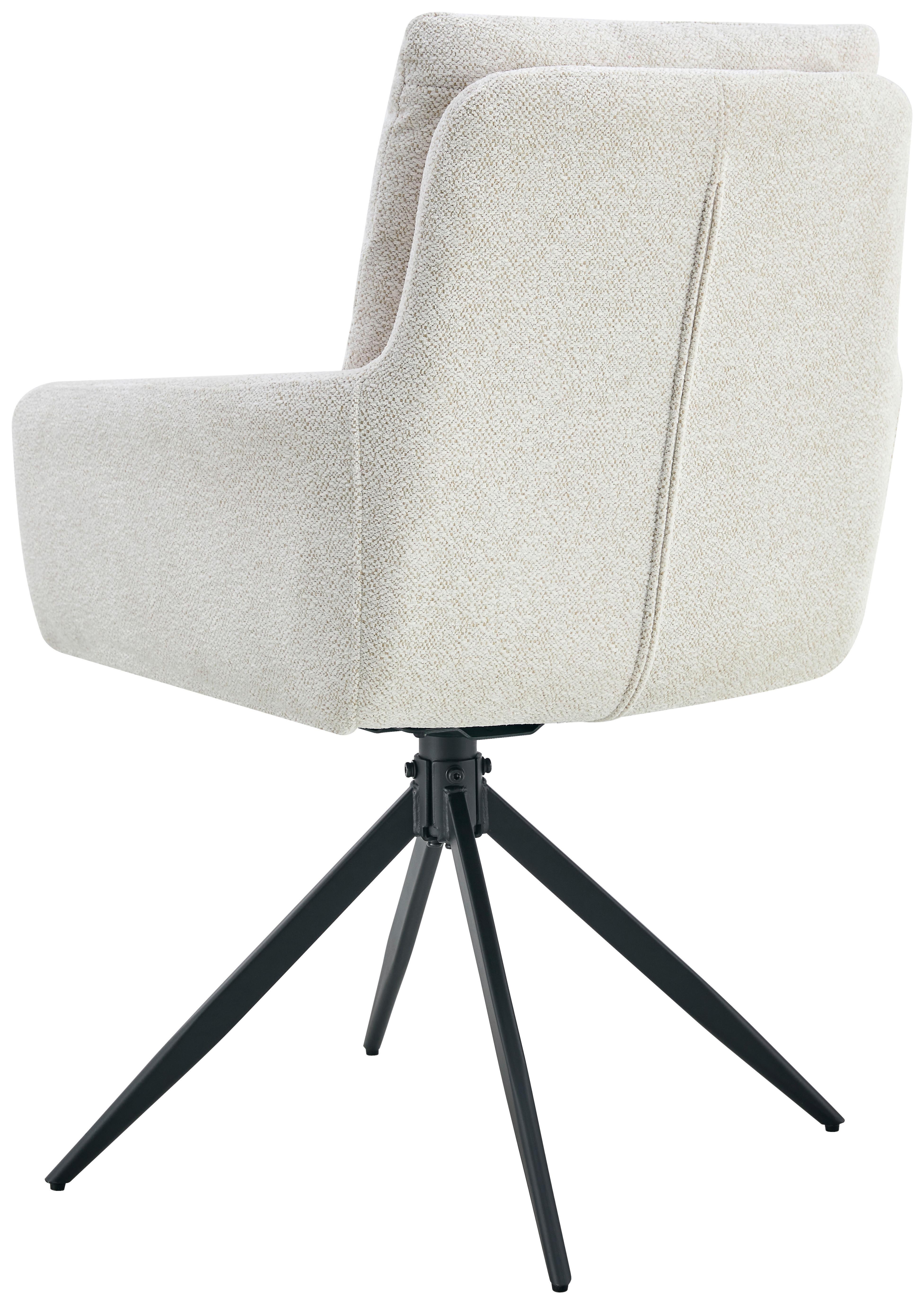 Armlehnstuhl Mahir Creme, Sitzfläche 360° Drehbar - Creme/Schwarz, KONVENTIONELL, Holz/Textil (59/91/61,5cm) - Livetastic