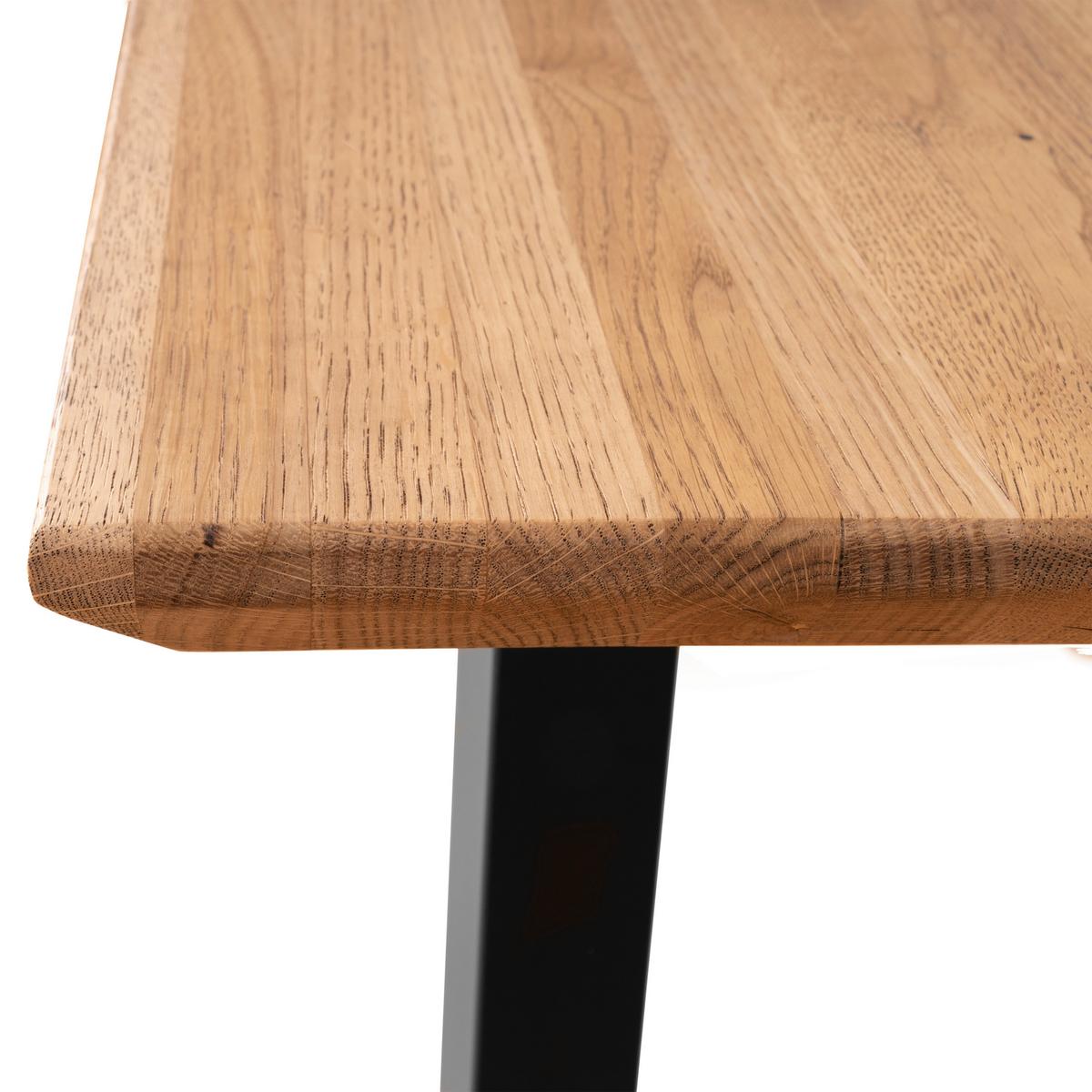 Esstisch Mit Echtholz-platte Klaus 180x90 Cm Eiche/schwarz - Schwarz/Naturfarben, Basics, Holz/Metall (180/75/90cm) - MID.YOU