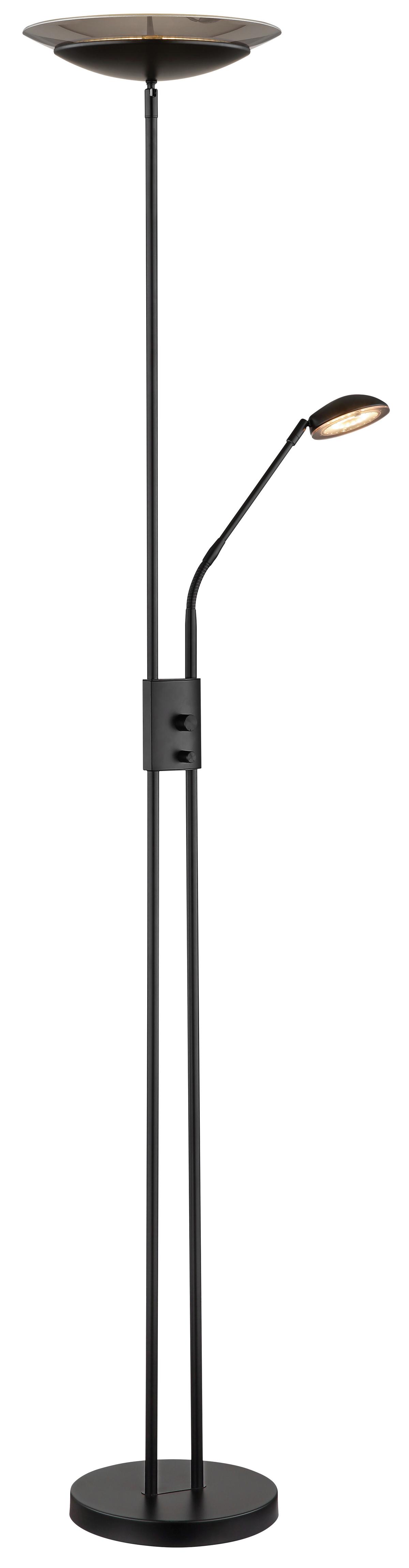 LED-Deckenfluter 58009s - Schwarz, KONVENTIONELL, Glas/Kunststoff (30/178,5cm) - Globo