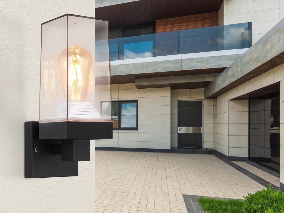Außenleuchte 40 W Aluminium Wandmontage - Klar/Schwarz, Basics, Kunststoff/Metall (11/14/29cm) - Globo