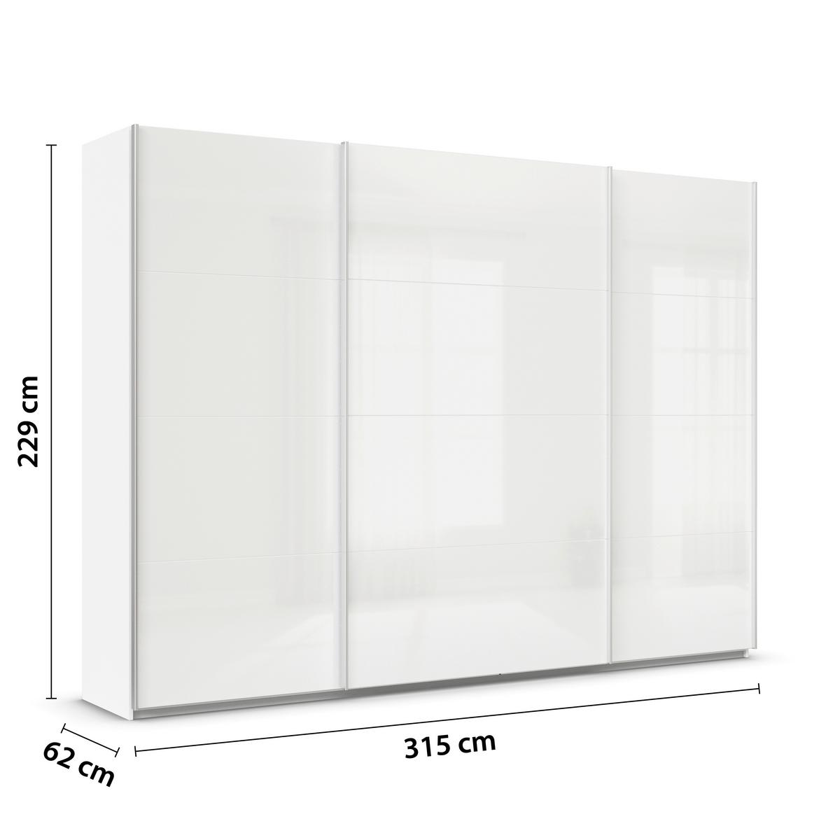 Tolóajtó Szekrény Feldkirch 315/229/62cm - magasfényű fehér/fehér, Modern, faalapú anyag (315/229/62cm)