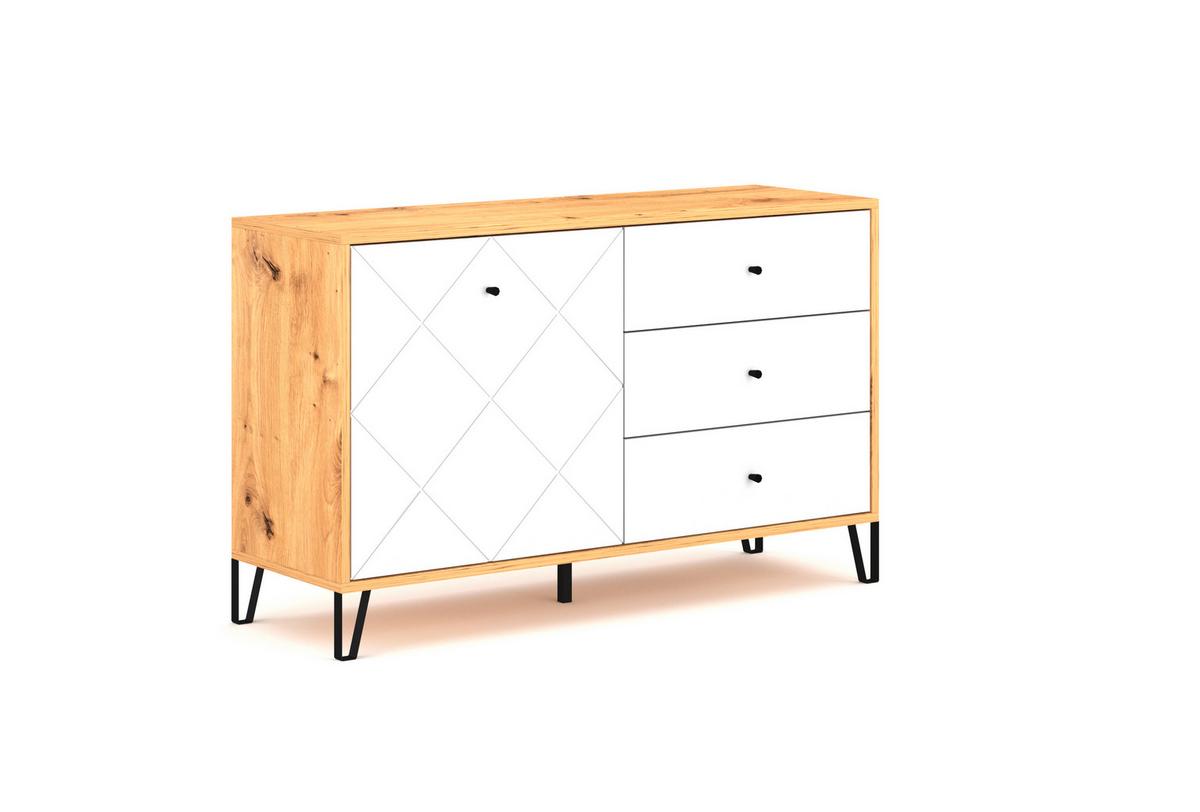 Sideboard Kommode 1d3s Bilbao Bl5 - Schwarz/Weiß, Design, Holzwerkstoff (123/75/40cm) - Livetastic