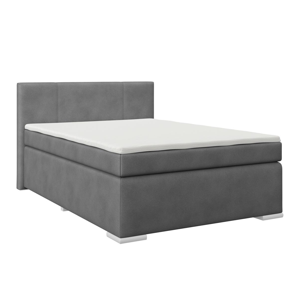 Boxspringbett Mira 1 - Dunkelgrau, Basics, Holz/Kunststoff (120/200cm)