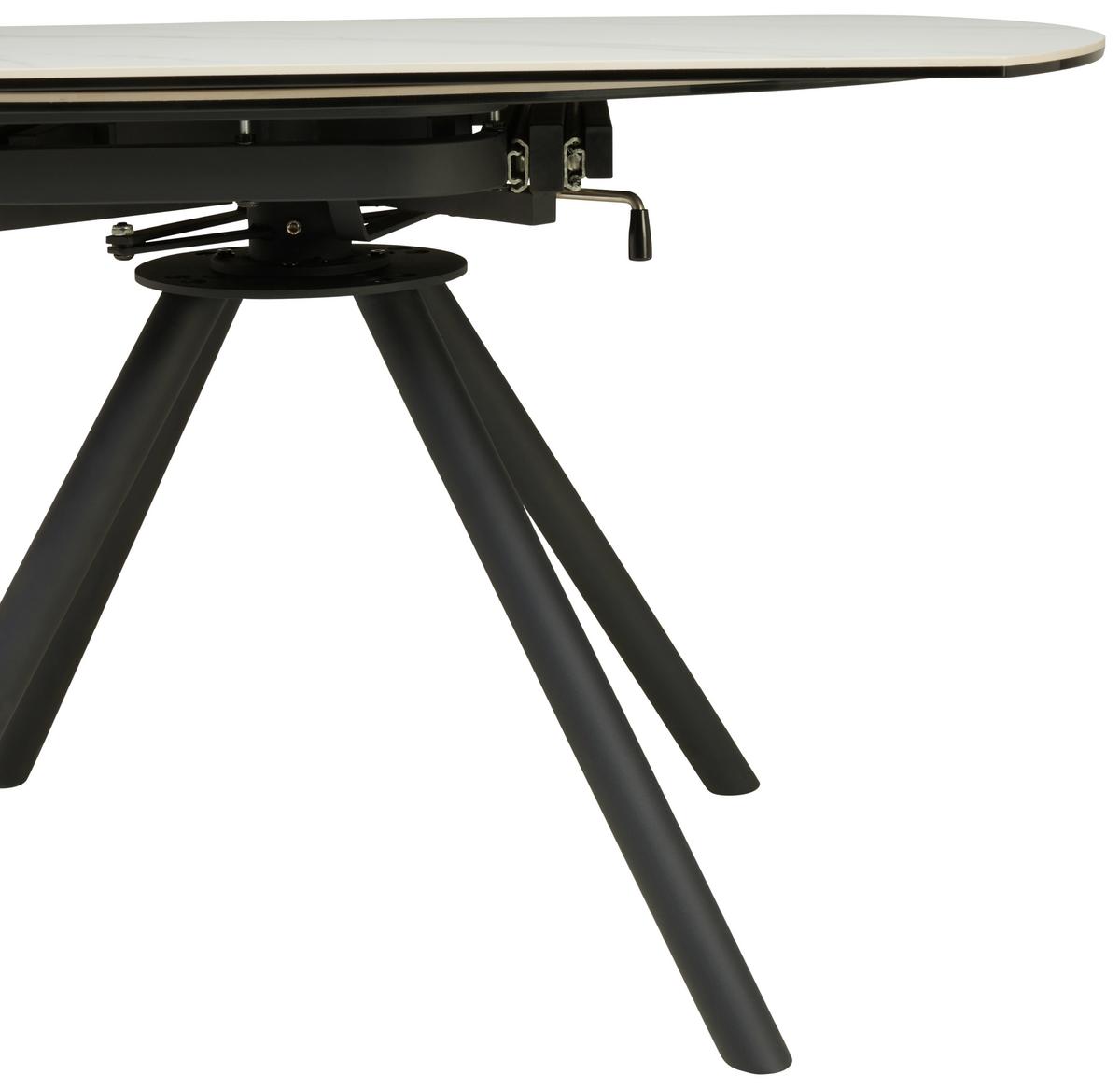 Esstisch Dalia - Schwarz/Weiß, LIFESTYLE, Glas/Keramik (80-130/75-77/130cm) - MID.YOU