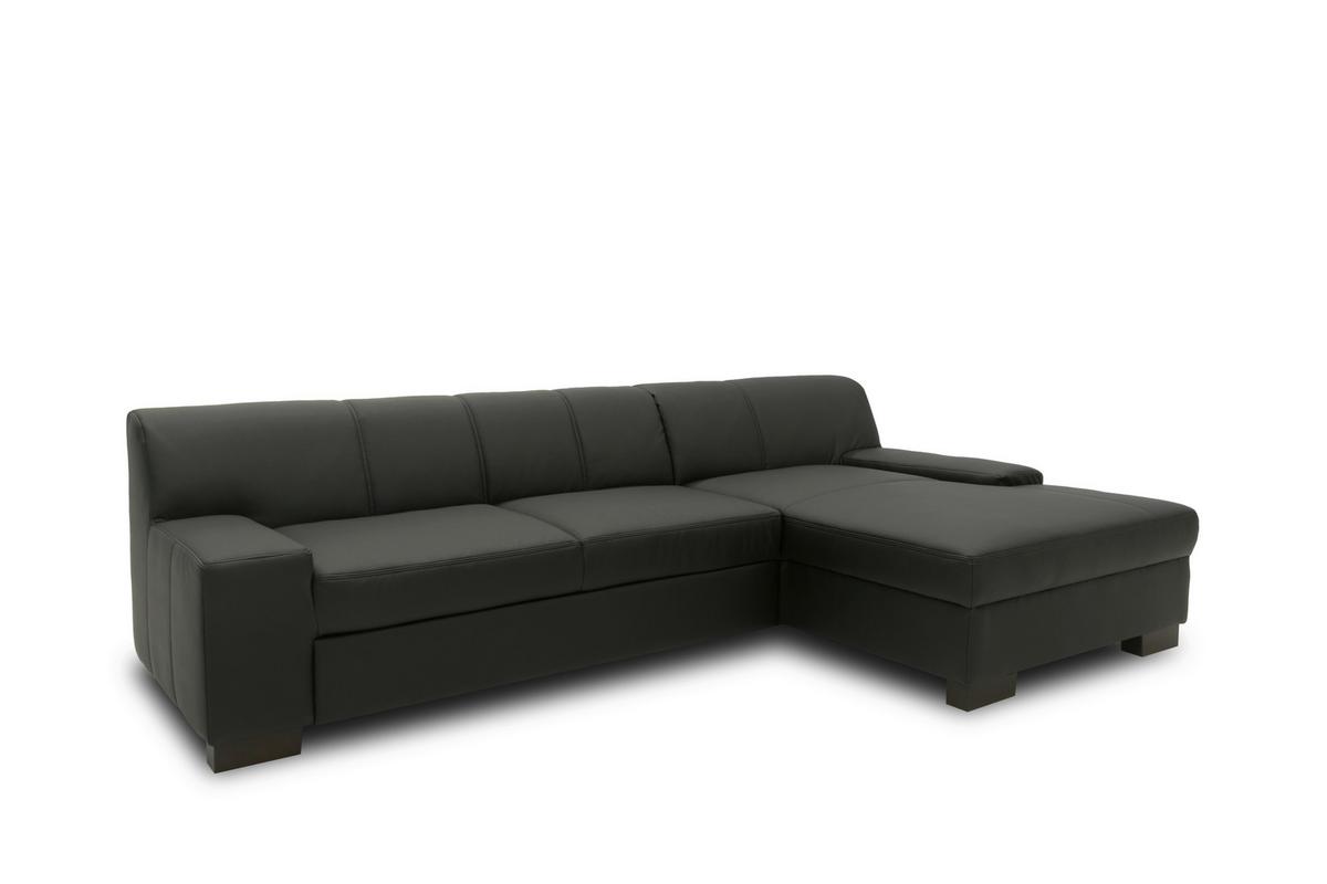 Ecksofa Norma Schwarz Lederlook - Wengefarben/Schwarz, Design, Textil (268/153cm) - MID.YOU