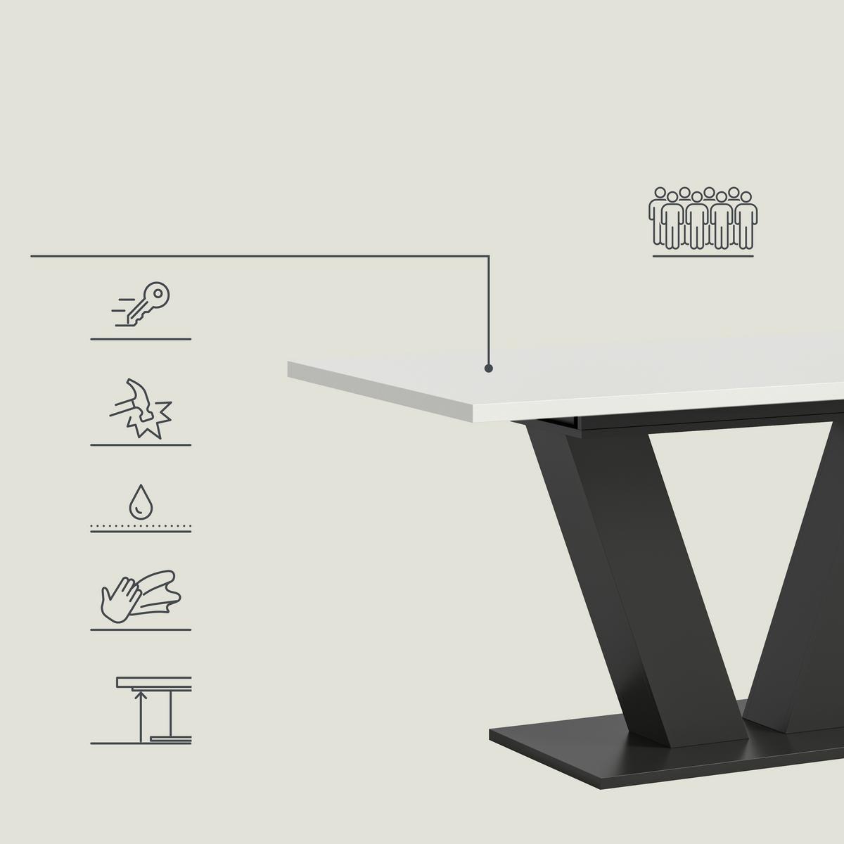 Ausziehtisch Marlon 150 Azq Grau/weiß Auf 190cm Ausziehbar - Weiß, Trend, Holzwerkstoff (150-190/90/75cm) - MID.YOU