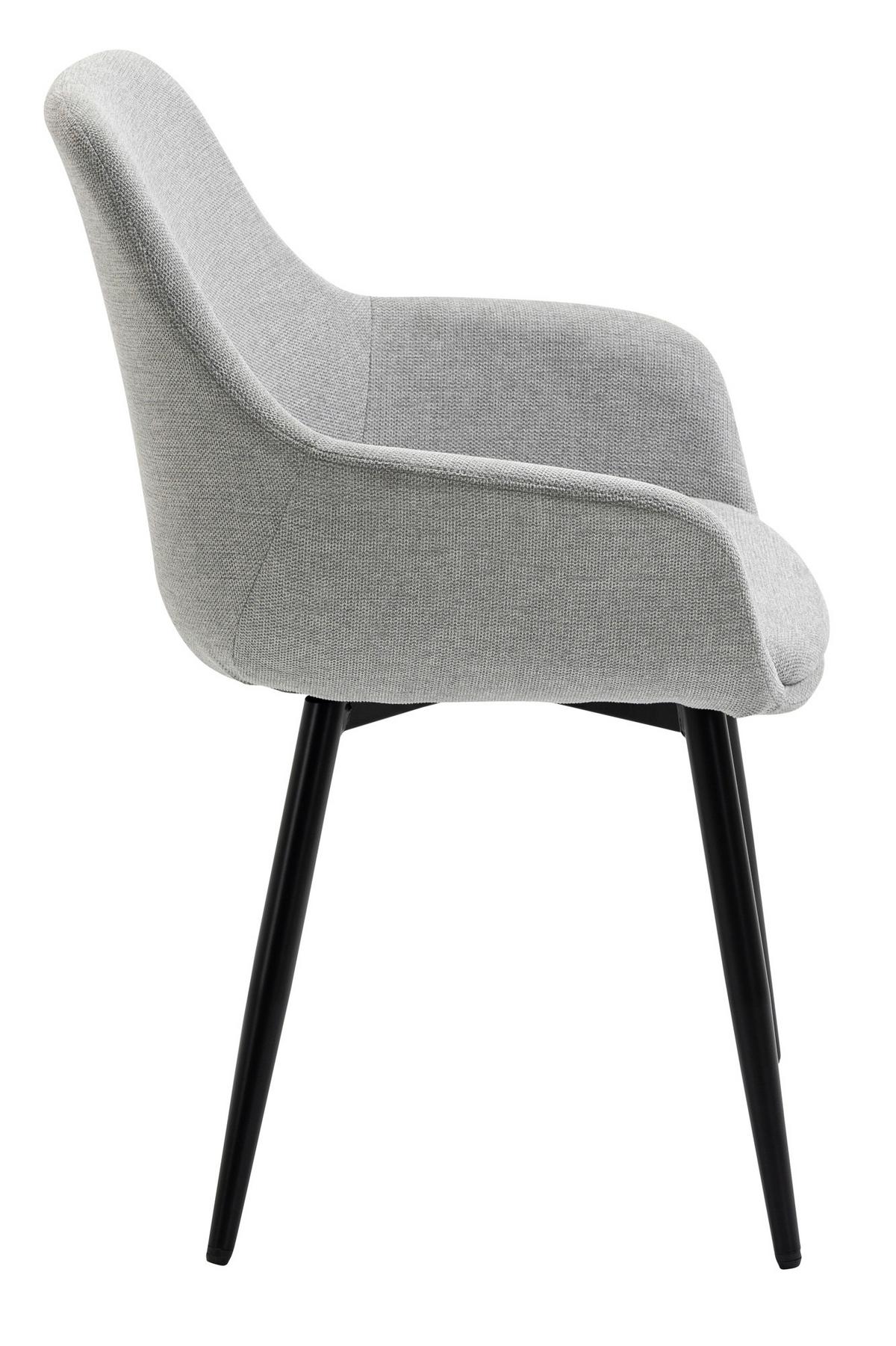 Armlehnstuhl-Set Hellgrau B: 64 cm - Hellgrau/Schwarz, MODERN, Textil/Metall (64/86/59cm) - Livetastic