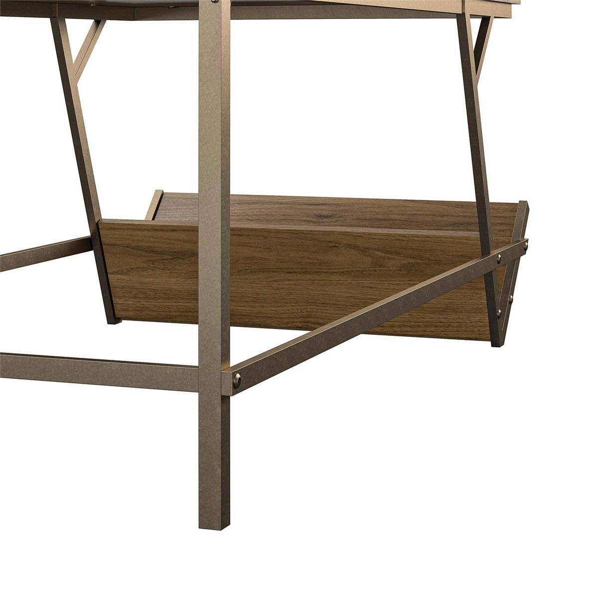 Couchtisch Looki Mit Ablagefach Walnussfarben - Messingfarben/Walnussfarben, Design, Holzwerkstoff/Metall (105/47/58cm) - MID.YOU