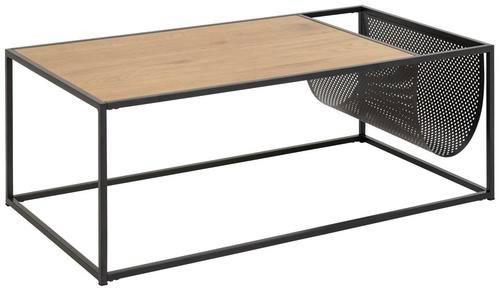 Couchtisch Mit Ablage Seaford, Eichefarben/schwarz - Eichefarben/Schwarz, Trend, Holzwerkstoff/Metall (110/60/40cm) - Livetastic