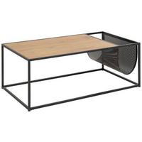Couchtisch Mit Ablage Seaford, Eichefarben/schwarz - Eichefarben/Schwarz, Trend, Holzwerkstoff/Metall (110/60/40cm) - Livetastic