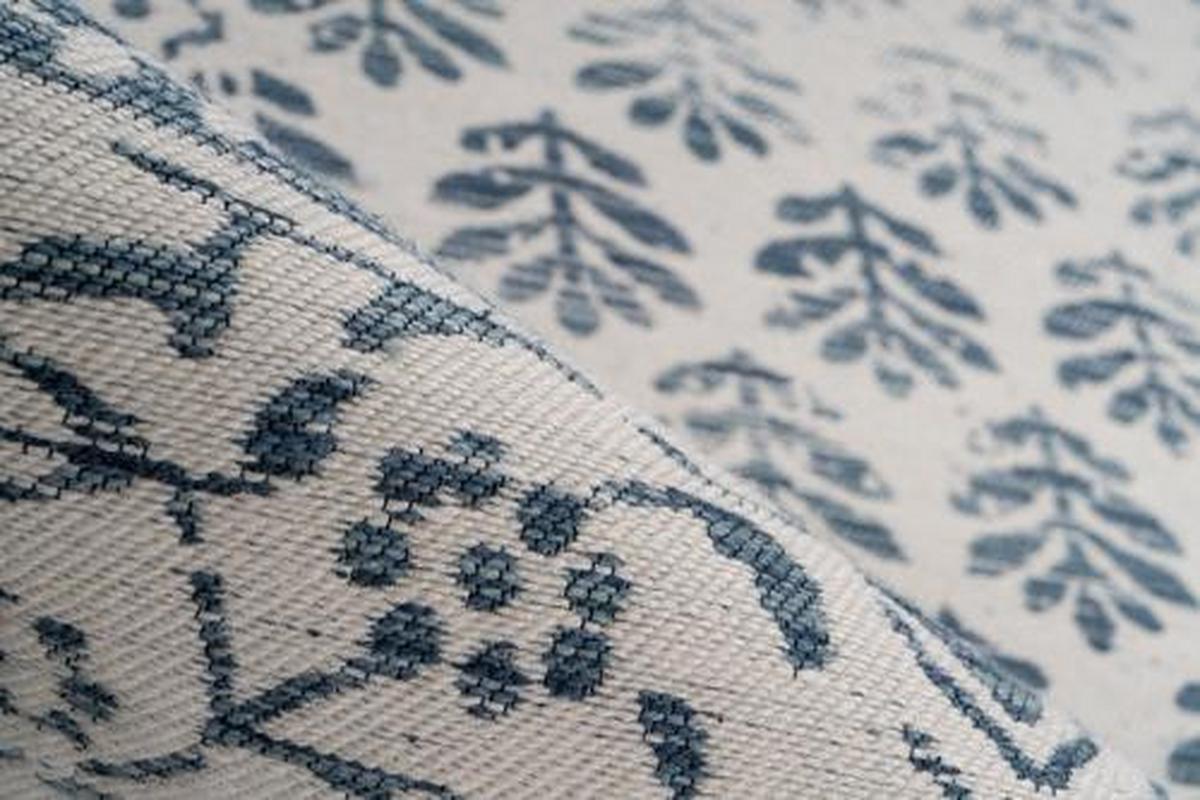 Webteppich Creme/dunkelblau Yoga 80x150 Cm - Creme/Dunkelblau, LIFESTYLE, Textil (80/150cm) - Kayoom