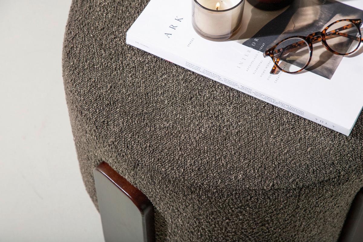 Pouf Coffey - Dunkelgrau/Braun, Design, Holz/Textil (52.5/43/52.5cm) - Livetastic