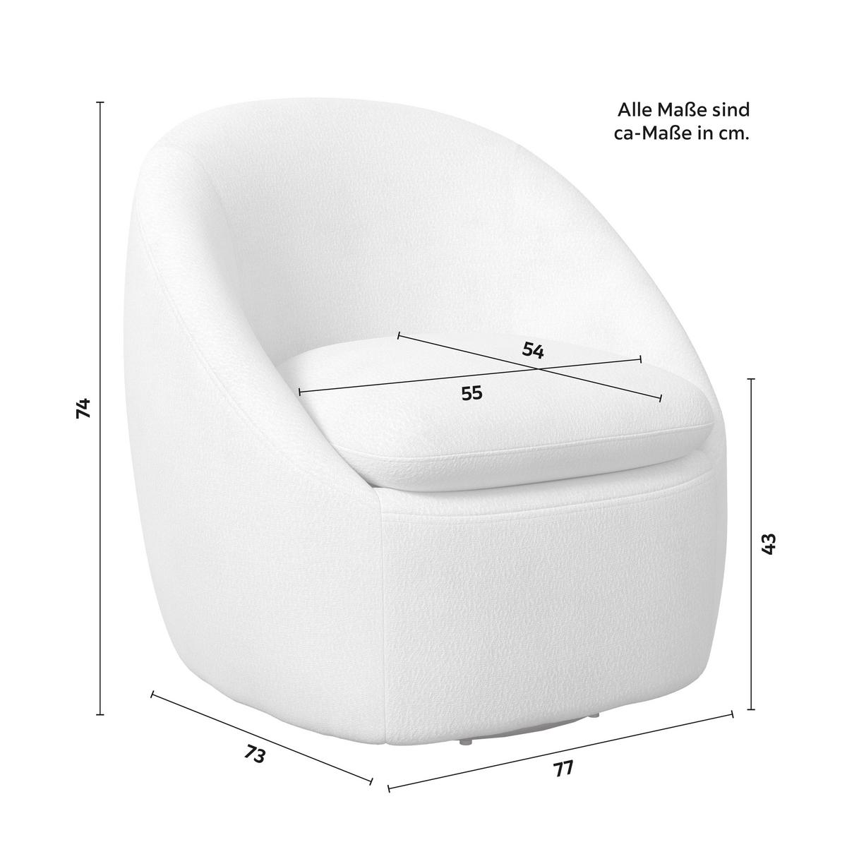 Relaxační křeslo DORA, bílá žinylka - bílá/černá, Moderní, kov/dřevo (77/74/73cm) - Bessagi Home