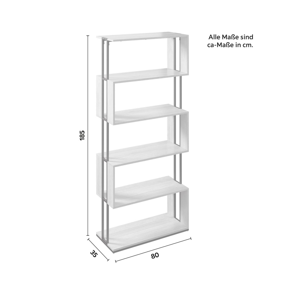 REGÁL FINN - čierna/farba duba, Modern, kov/kompozitné drevo (80/185/35cm) - Bessagi Home