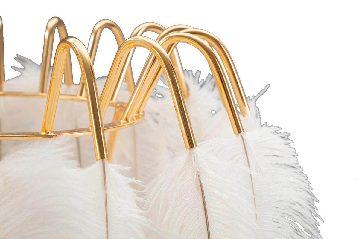 Tischleuchte Feather Stand Weiß, Goldfarben B: 40 cm - Goldfarben/Weiß, Basics, Kunststoff/Metall (40/60/40cm)