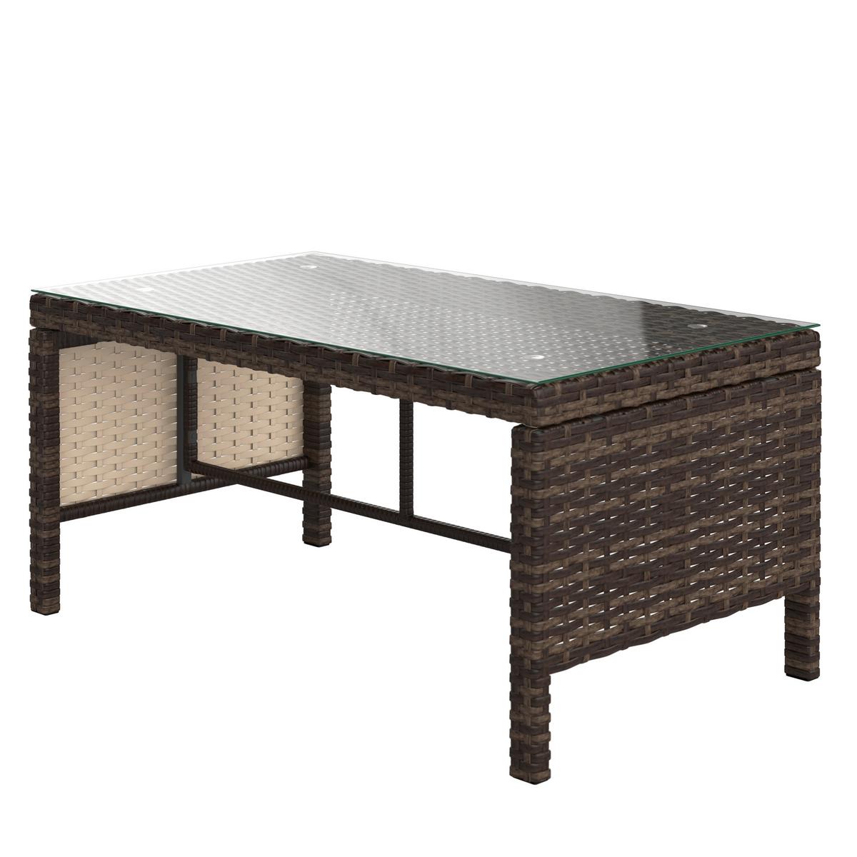 Loungegarnitur 3-Tlg. Vegas Polyrattan/Stahl mit Kissen - Graubraun/Schwarz, MODERN, Glas/Kunststoff - Luca Bessoni